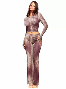 Ensemble 2 pièces décontracté pour <span class=keywords><strong>femme</strong></span> C0067, <span class=keywords><strong>pantalon</strong></span> évasé à manches longues à capuche imprimé par un créateur de vêtements - Product Image 5