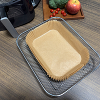 Papier pour friteuse à air rectangulaire naturel antiadhésif facile à nettoyer pour la cuisson en plein air et les pique-niques
