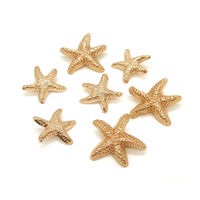Kancing Kerang Emas Ramah Lingkungan Mewah Khusus untuk Pakaian, Logam Zinc Alloy dengan Tangkai, Bentuk Khusus Berlapis Kerang Laut, Bintang Laut, Hati