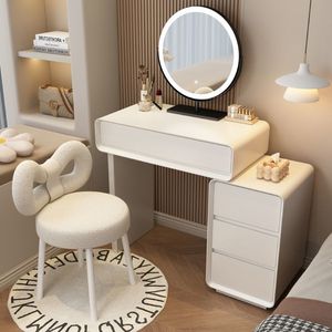 Coiffeuse en bois massif style crème <span class=keywords><strong>avec</strong></span> miroir, tiroirs et tabouret – <span class=keywords><strong>Table</strong></span> de maquillage moderne pour chambre et <span class=keywords><strong>table</strong></span> de chevet - Product Image 6