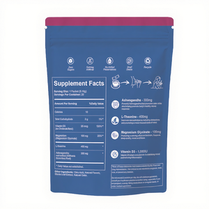 Sachets d'électrolytes en poudre : Glycinate <span class=keywords><strong>de</strong></span> magnésium, L-théanine, Ashwagandha, Vitamine D3, Sans sucre, Framboise, Soulagement du stress, Restez calme - Product Image 3