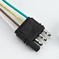 Connecteur de câblage de remorque à 4 broches, 4 voies, 4 pointes, noir, 18AWG, cuivre nu, isolation PBT, longueur personnalisée