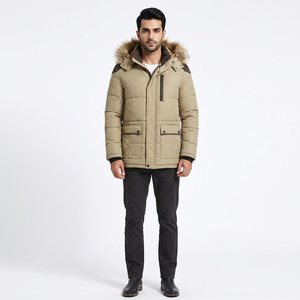 Wholesale <b>Men's</b> Autumn Windbreaker <b>Long</b> Hooded Fleece <b>Jacket</b> Fur Trim Stand Casual Outdoor Style Plus Size Waterproof <b>Jacket</b> - Product Image 1