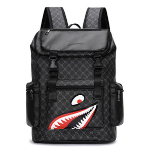 Lanchi Men's Plaid Shark Laptop <b>Backpack</b> <b>Waterproof</b> Wear Resistant Large Capacity Travel <b>Backpack</b> For Everyday Use - Product Image 5