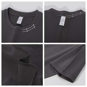 Prê<span class=keywords><strong>t</strong></span> à Expédier Boxy Cropped Tshirt 280gsm <span class=keywords><strong>t</strong></span> <span class=keywords><strong>Shirt</strong></span> <span class=keywords><strong>Blanc</strong></span> Personnalisable Personnalisé Brodé Coton Tshirt Fabricant - Product Image 3