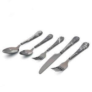 Chất lượng cao thép không gỉ Bộ đồ ăn thiết lập với nhựa xử lý cho số lượng lớn bán nhà hàng Bạc bao gồm dao dĩa thìa - Product Image 4