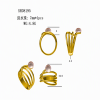 Cincin Mutiara Perak Sterling QX 925 Berlapis Emas dengan Desain Kawat Terbuka Multi Strand Grosir Kustom Terukir
