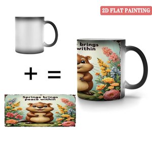 Mug à boisson simple et décontracté pour bureau, noir givré, 11 oz, en céramique, tasse magique changeante de couleur - Product Image 4