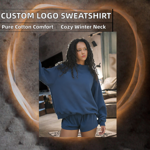 Sweat-shirt décontracté à col montant et manches longues en coton éponge 100 % pour femme, avec logo personnalisé, collection Printemps 2026 - Product Image 2