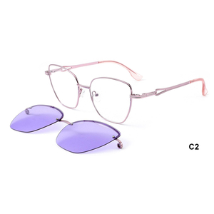 Gafas de Sol Magnéticas de Moda al por Mayor, <span class=keywords><strong>Clip</strong></span> para <span class=keywords><strong>Monturas</strong></span> de Gafas para Mujer, <span class=keywords><strong>Monturas</strong></span> Ópticas de Metal <span class=keywords><strong>con</strong></span> <span class=keywords><strong>Clip</strong></span> para Lentes de Sol - Product Image 1