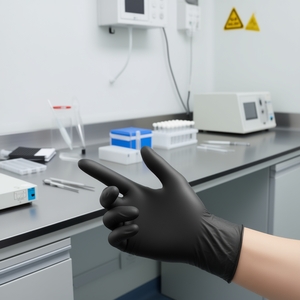 Gants de sécurité jetables en nitrile noir 4,5 mil sans latex sans poudre taille L 100 unités modèle D0100X3G8SP - Product Image 2