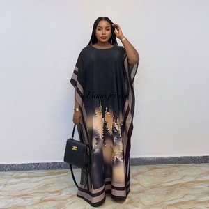 <span class=keywords><strong>Abito</strong></span> da Spiaggia Estivo 2026 Nuovo Modello Ampio in Tessuto Etnico Kaftan con <span class=keywords><strong>Stampa</strong></span> Africana, Vestito da Vacanza Taglie Forti da Donna - Product Image 1