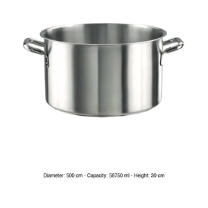 Deep Stainless Steel Casserole <b>Pot</b> Ø 50 cm H 30 cm, 58.75 L Pintinox - Product Image 3