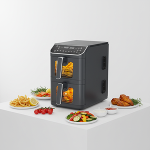 Friteuse à air double compartiment 13L avec fenêtre <span class=keywords><strong>de</strong></span> visualisation, double panier 6.5L+6.5L, four vertical, 8 fonctions, technologie Fry Force 360, prise VDE - Product Image 2