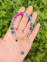 Bracelet en perles de verre violettes réglable avec breloques Vierge Marie en cuivre, bijoux multicolores pour femmes, vente en gros