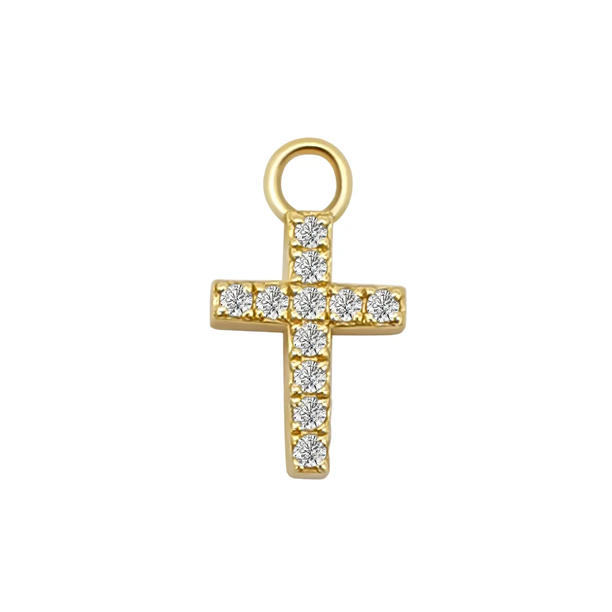 Fine Jewelry 14K Gold Jewelry Findings   Components Cross Charms with Moissanite for Rings Bracelets Necklaces DIY