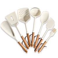 Ensemble d'ustensiles de cuisine de 12 pouces, sans plastique, anti-rayures, 7 pièces, ustensiles de cuisine en silicone résistant à la chaleur