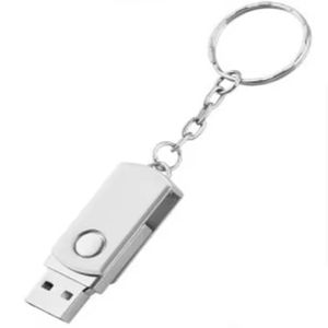 Clé USB pivotante en métal doré avec porte-clés, élégante clé USB en métal doré avec porte-clés - Product Image 3