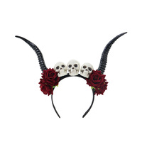 Steampunk démon antilope corne dentelle Rose gothique maquillage bandeau Halloween Cosplay bandeau accessoire