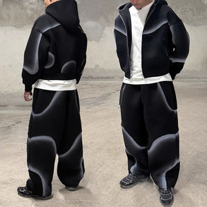 Ensemble survêtement polaire KIingSen pour homme, broderie 3D, coupe et couture, respirant, avec sweat à capuche zippé et pantalon ample, style streetwear hiver, 440g, motif - Product Image 5