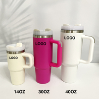 Mug isotherme de voyage en acier inoxydable personnalisé avec logo laser, 14 oz, 30 oz, 40 oz, avec couvercle à paille pour boissons chaudes et froides, café