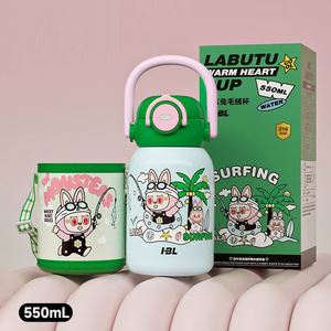 Student School Double Drink Suction Cartoon 316 Stainless Steel Kid Student Children's <b>Thermos</b> <b>Cup</b> Water Bottle With Rope Handle - Product Image 4