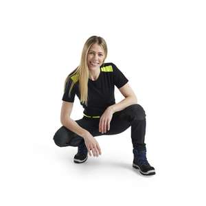 BLAKLADER - 712216459933D22 Pantalones de servicio elásticos en 4 direcciones para mujer Negro/Amarillo-PANTALÓN DE TRABAJO EAN 7330509728857 - Product Image 4