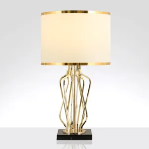 Zhongshan Iluminação Fábrica Alta Qualidade Hotel Cabeceira Moderna Decorativa LED Table Lamp Sala Quarto redondo tecido sombra