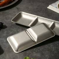 Plat à condiments carré en acier inoxydable pour sauce soja, coupelle à trempette pour fondue, assiette à gril coréenne, plat à collation de cuisine
