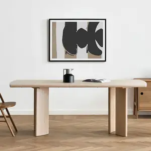 Dayanıklı dikdörtgen mutfak katı ahşap yemek masası ve sandalyeler ofis konferans uzun yemek masası basit Worktable