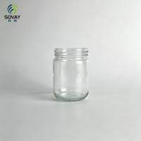 Pot en verre transparent de 9,2 cm de hauteur, 6,6 cm de diamètre, 230 ml, pots vides de qualité alimentaire pour le miel, la gelée, les noix et les épices