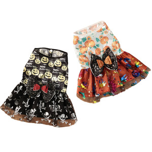 Vêtements d'Halloween pour Animaux de Compagnie Chiot <span class=keywords><strong>Chien</strong></span> Robe en Tulle <span class=keywords><strong>Citrouille</strong></span> Squelette Costumes d'Halloween avec Nœud en Dentelle - Product Image 4