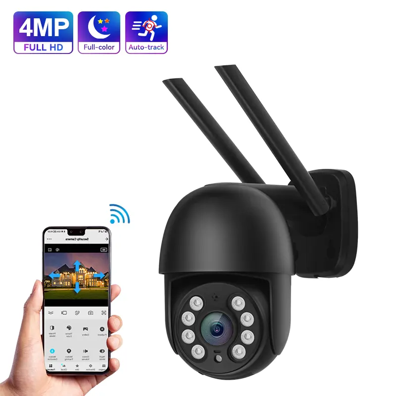 Full HD 4MP colorful night vision wireless ip dome ptz camera outdoor smart auto tracking cctv security icsee wifi ptz camera