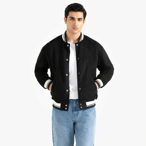 Blouson de baseball universitaire pour homme 2025, en polyester-coton de haute qualité, à col montant, motif lettres, avec capuche - Product Image 1