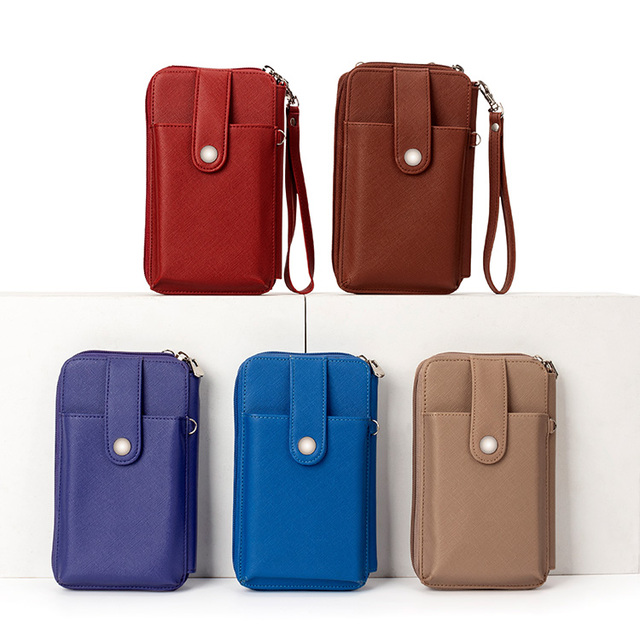 Universal Crossbody Cell Phone Purse Multipurpose Soft PU Leather Wallet Mobile Phone Pouch Shoulder Bag Carrying Cases