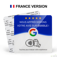 Tarjeta de reseñas de Google en francés, 10 cm, impermeable, acrílica, con NFC, etiqueta personalizada para comentarios, lista para enviar