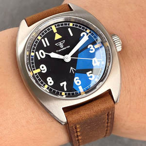 Tandorio NH35 PT5000 jam tangan mekanis <span class=keywords><strong>Pilot</strong></span> gerakan otomatis untuk pria 20bar jam tangan tahan air tali kulit 36mm - Product Image 2