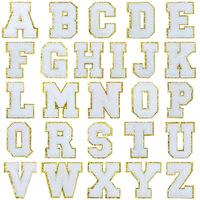26 pièces de badges de broderie de lettres anglaises blanches, accessoires vestimentaires, chapeaux, sacs, autocollants en tissu auto-adhésifs pour le bricolage