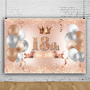 Partager 18 Ans 21 Ans Champagne Or Rose Or Joyeux Anniversaire Tissu Décoration Fête Bannière - Product Image 1