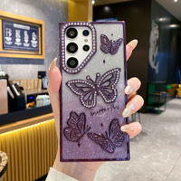 Étui de téléphone portable pour filles avec papillon brillant dégradé électro-plaqué de luxe pour Samsung Galaxy S26 S25 S24 Ultra Plus Edge A16 A26