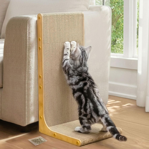 Grattoir à chat en carton, 23 pouces, en forme de L, planche à gratter verticale à poser contre un mur pour protéger les meubles des chats d'intérieur - Product Image 1