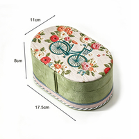Boîte à bijoux en velours brodée de fleurs, multi-compartiments, portable, pour le rangement des bijoux, pour la maison, les voyages et comme cadeau pour femmes