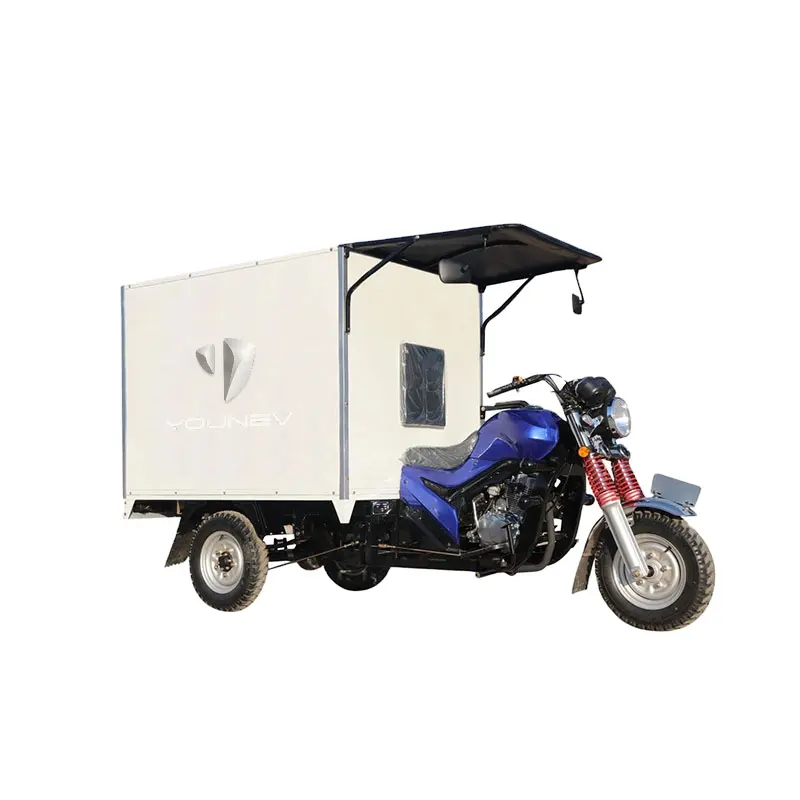 YOUNEV 111 - 150cc 12V Gasoline Vehicle Closed Cargo Express Delivery Tricycle 3 Wheel