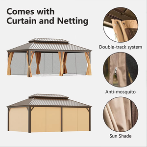 Luxury Aluminum Hardtop <strong>Gazebo</strong> PC Sheet Roof Waterproof UV Protection Eco-Friendly Free Standing for Lakeside Backyard Terrace - Product Image 4