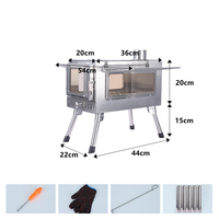 Réchaud de camping pliable en acier inoxydable pour l'extérieur avec allumage manuel pour le chauffage de tente de camping