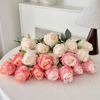 Hochwertige Retro-Realistische Einzelstiel-Rosen Künstliche Blumen Großhandel Hochzeitstisch-Dekorationen Wohnungsdekoration Künstliche Seidenblumen
