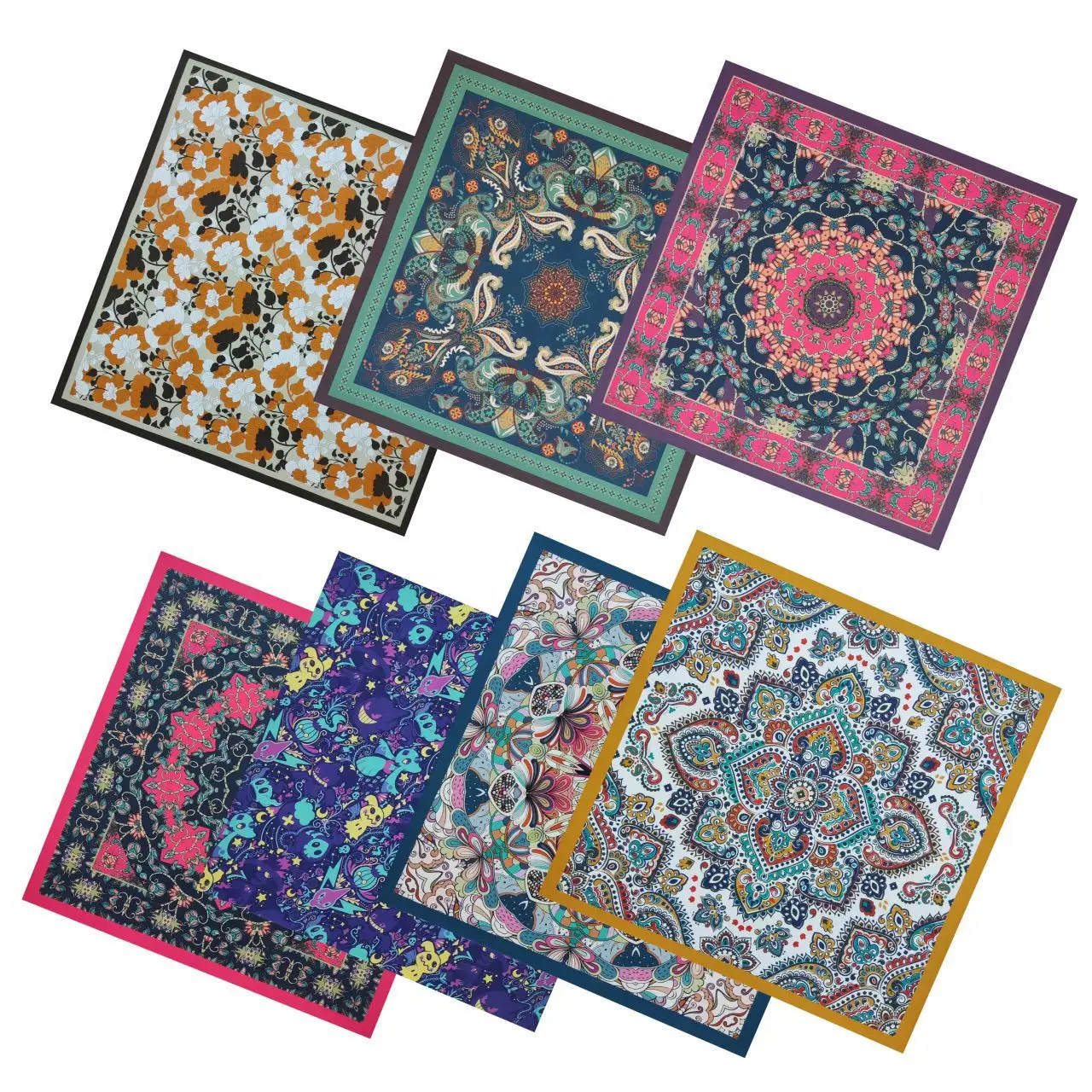 Nhà Sản Xuất Tùy Chỉnh In Kỹ Thuật Số 100% Bông Cổ Điển Hoa Hoa Vuông Cao Bồi Paisley Bandanas Khăn