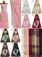 Nouveau Tissu de Luxe Africain en Tulle et Velours Brodé de Perles, Dentelle en Velours et Maille pour Robes de Mariée 2026