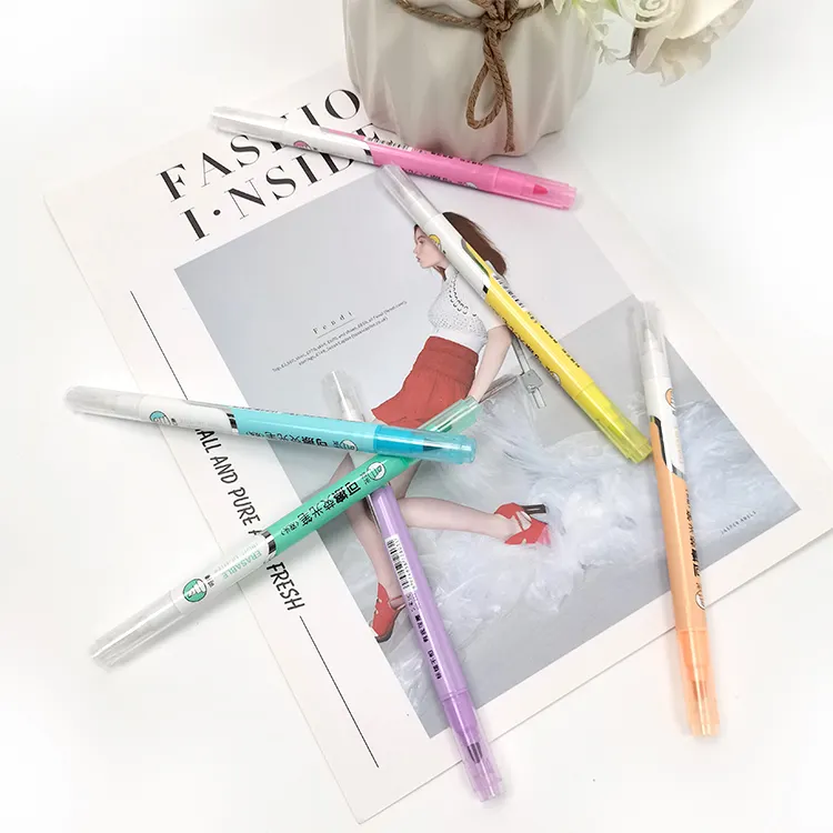 Highlighter Set promotional pens rainbow makeup bears pen loose dust fluorescent pen Highlighter Wholesale Customization
