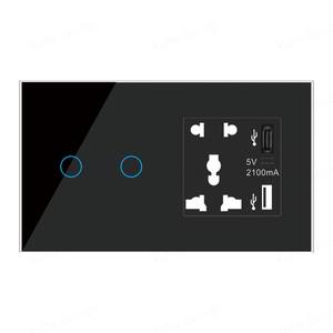 Interruptor Inteligente con Panel Táctil para Smart Life, Material de PC, IP27, Enchufe de Pared Doble, Producto para Hogar Inteligente - Product Image 2